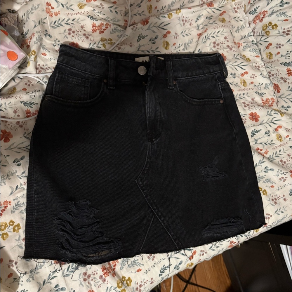 Pacsun black distressed denim skirt, 23